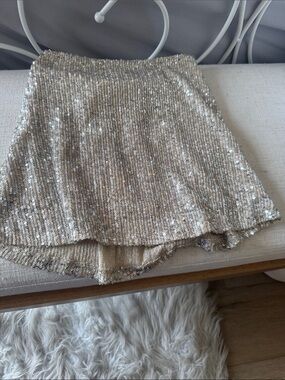 Girls Sequin Mini Skirt in Champagne (Size 6)